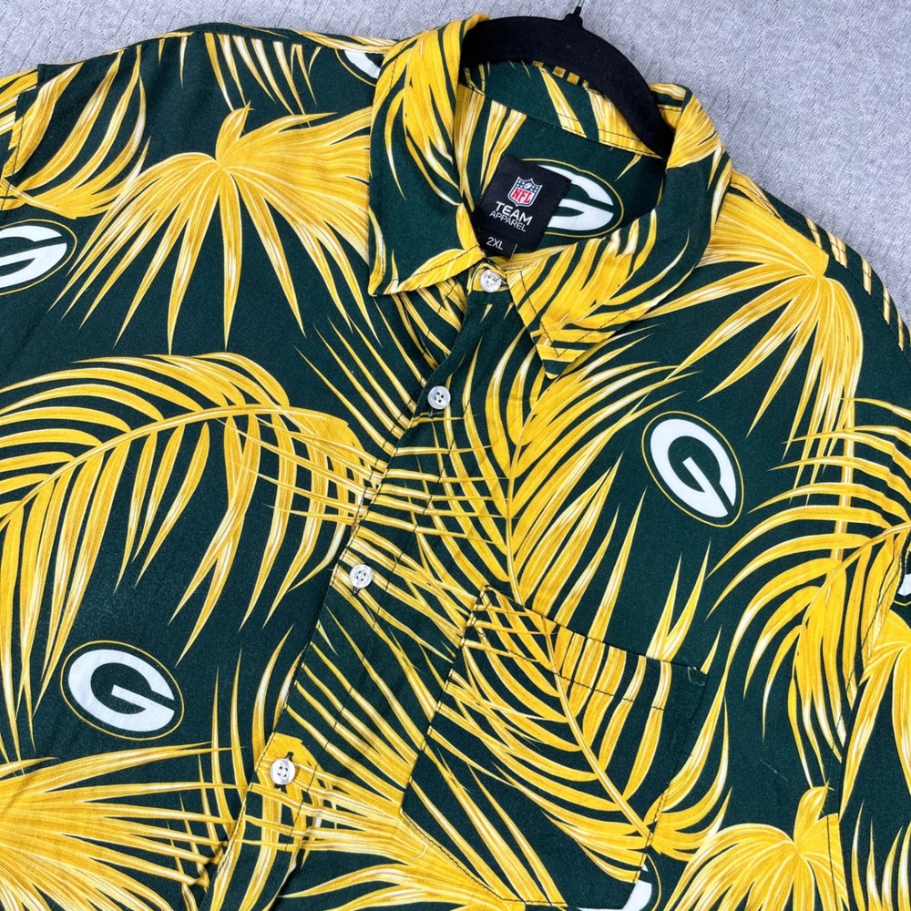 Vintage Green Bay Packers NFL football Hawaiian Shirt Mens 2XL floral Sports